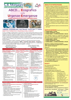CORSO SPECIALISTICO POST-UNIVERSITARIO "ABCD...Ecografico nelle Urgenze - Emergenze"